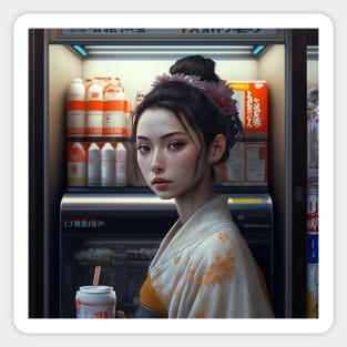 Japanese Girl in a Convenience Store Sticker